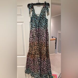 Juliet Dunn one size leopard ombré rainbow dress